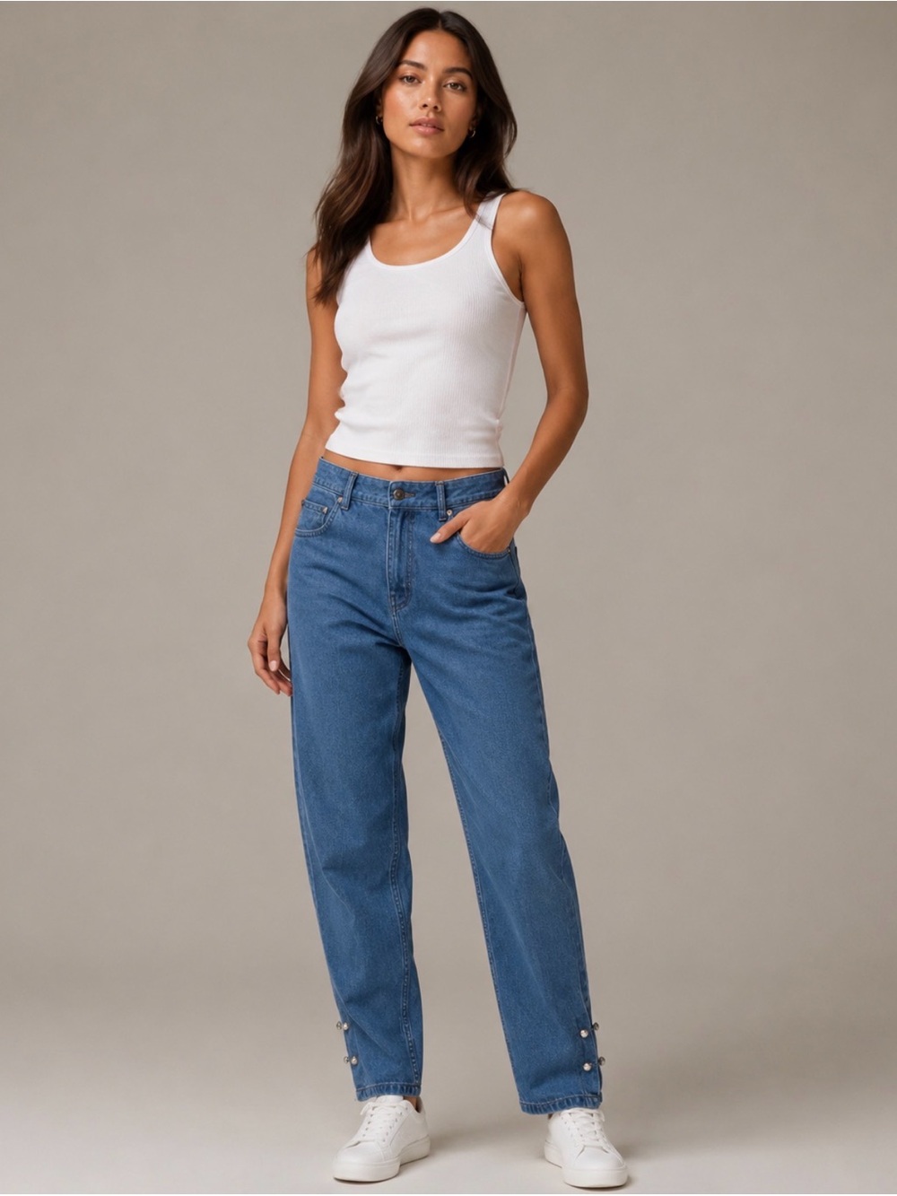 Mother of Pear Denim Tailored Trouser Pear Cuff  Jeans UK 8 US 4